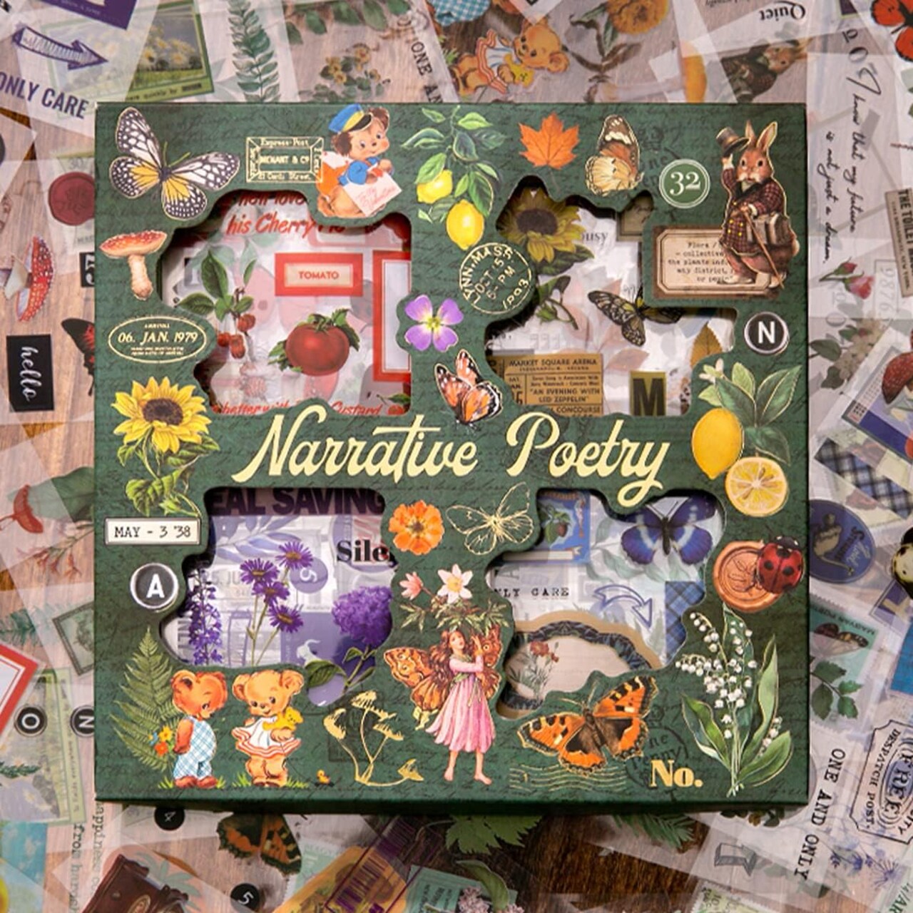 640Pcs Vintage Nature Scrapbook Stickers Poetry of Fabrics (Colorful) 7.48 x 0.79 x 7.47 inches